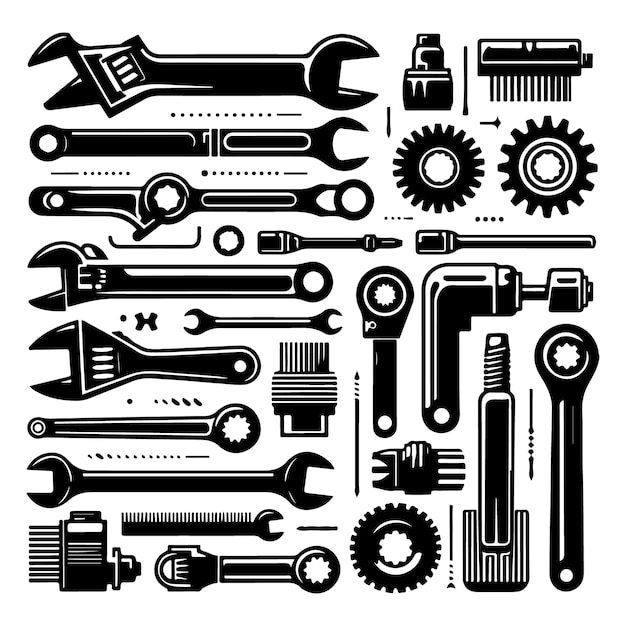 a collection of different parts including a set of gears and gears