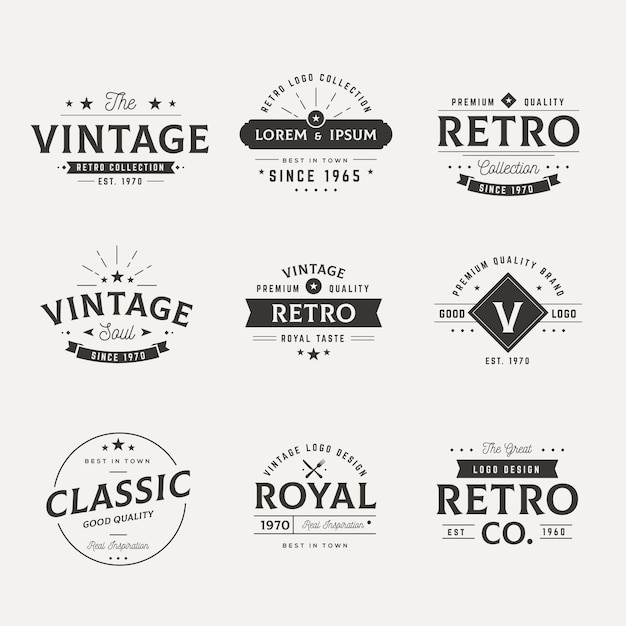 Collection of different retro logos