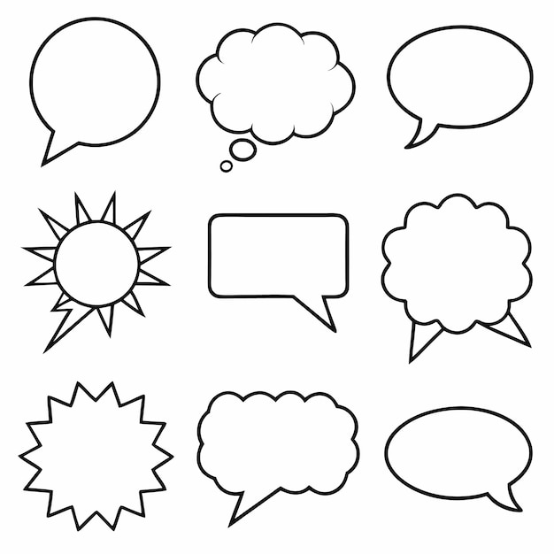 Vector a collection of different speech bubbles including one that says sun