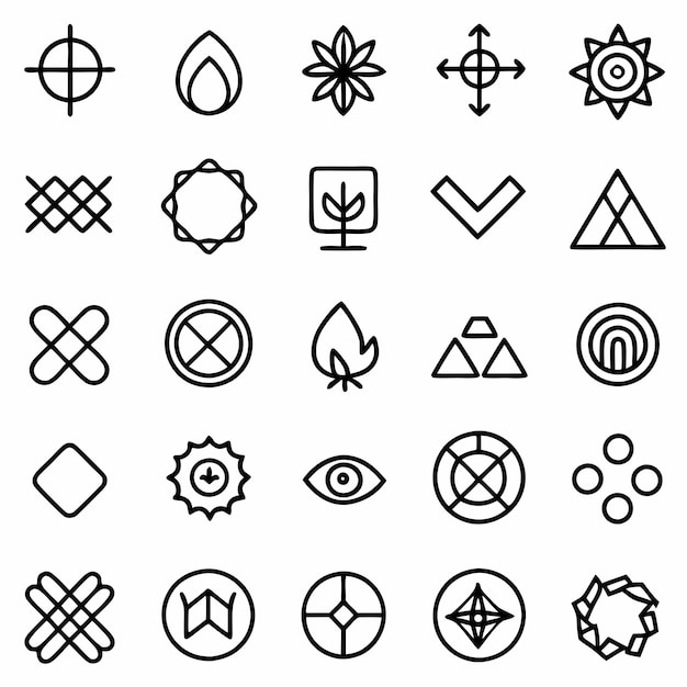 Vector a collection of different symbols including a cross and a symbol of the symbol