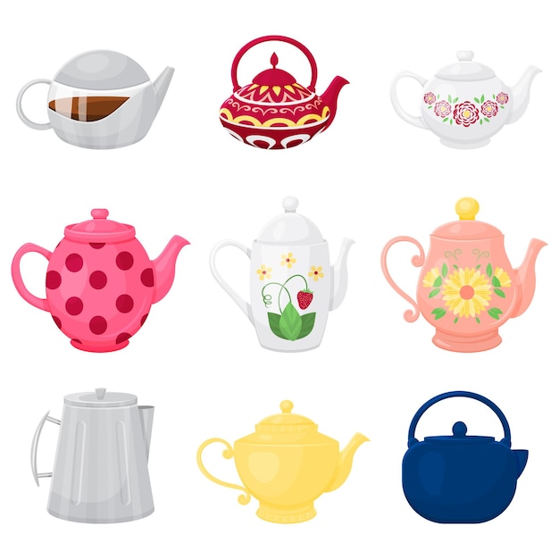 Collection of different teapots