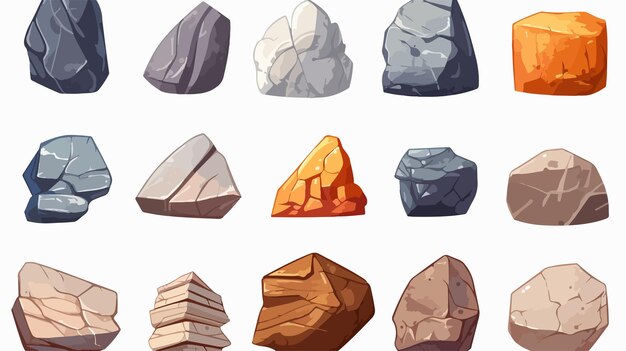 Vector a collection of different types of rocks