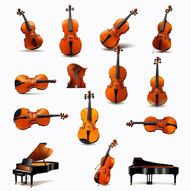 a collection of different types of violins including a violin