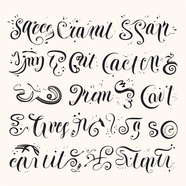 Vector collection of diverse handwritten ampersands and conjunctions