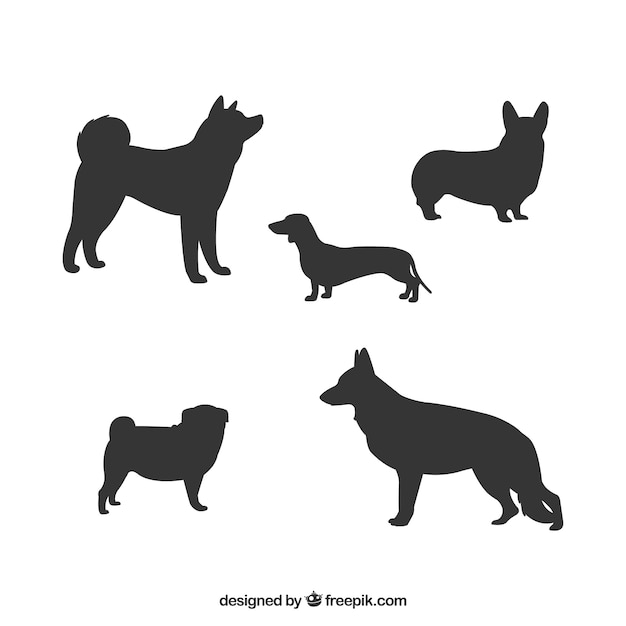 Collection of dog silhouettes