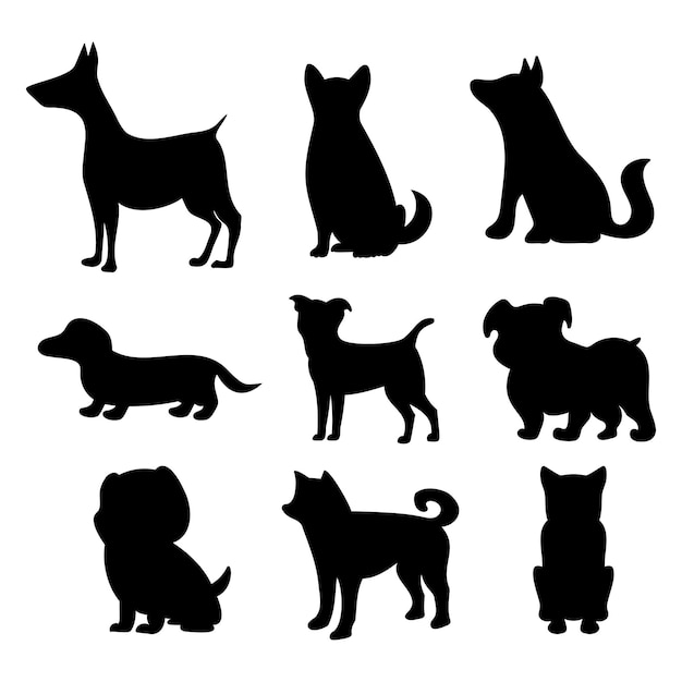 collection of dogs silhouettes vector illustration isolated white background