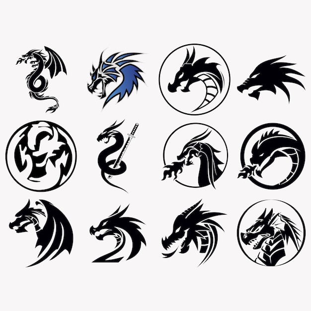 collection of dragon logos