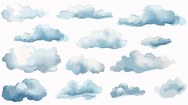 Vector a collection of drawings of clouds and the words  the blue  in blue