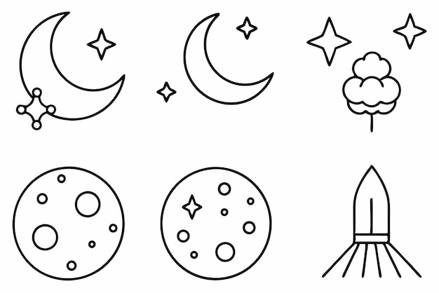 a collection of drawings of moon moon and stars