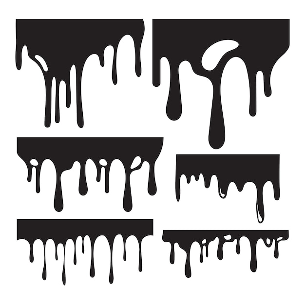 Vector collection of dripping ink designs black paint dripping blood drops vector illustration