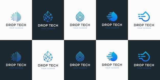 Collection of drop tech with line art style.