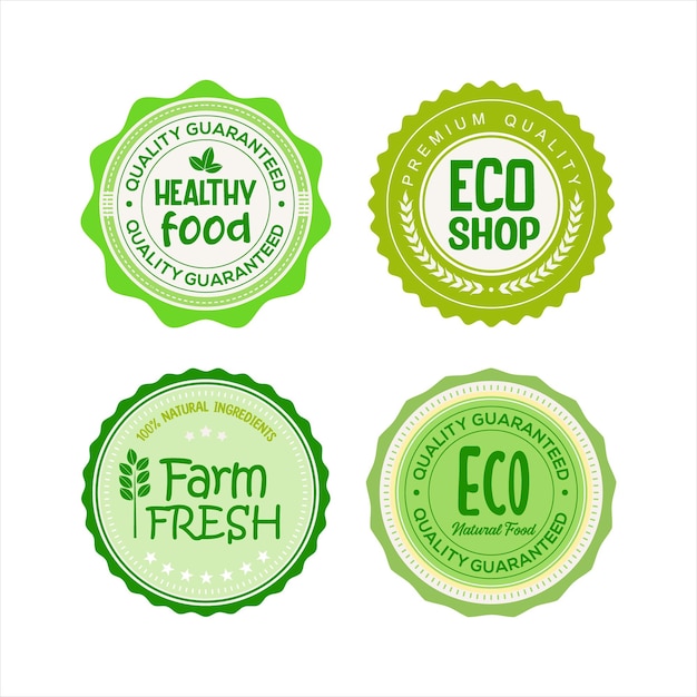 Collection of Ecology farm bio food vector green premium badges