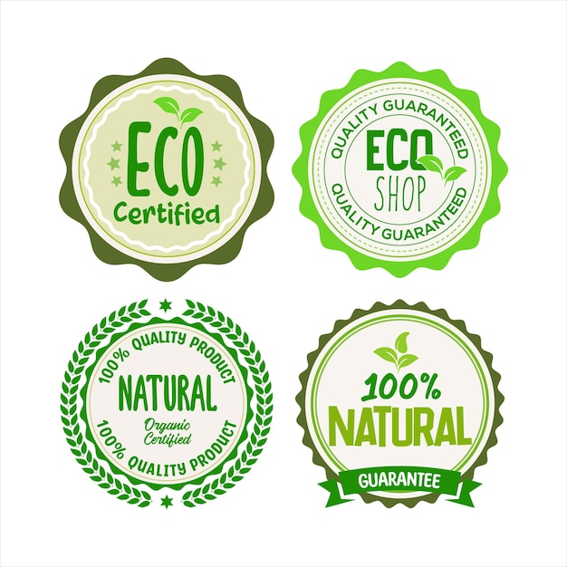 Collection of Ecology farm bio food vector green premium badges