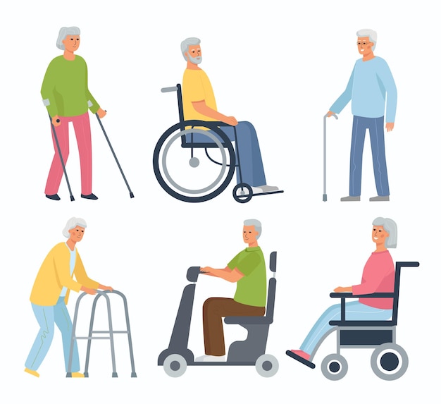 Collection of elderly disabled people