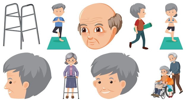 Collection of elderly people icons