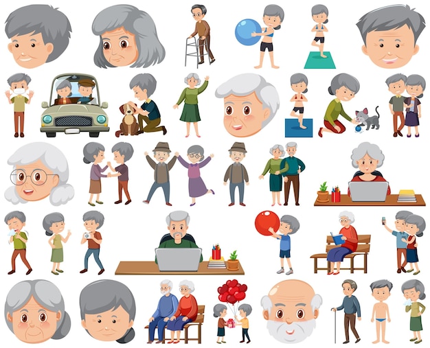 Collection of elderly people icons