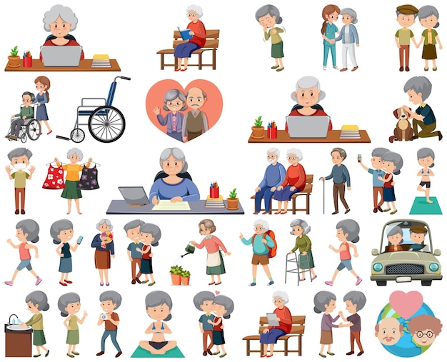 Collection of elderly people icons