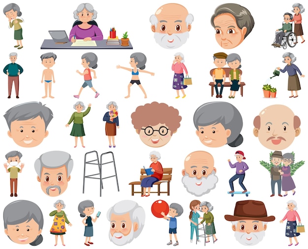 Collection of elderly people icons