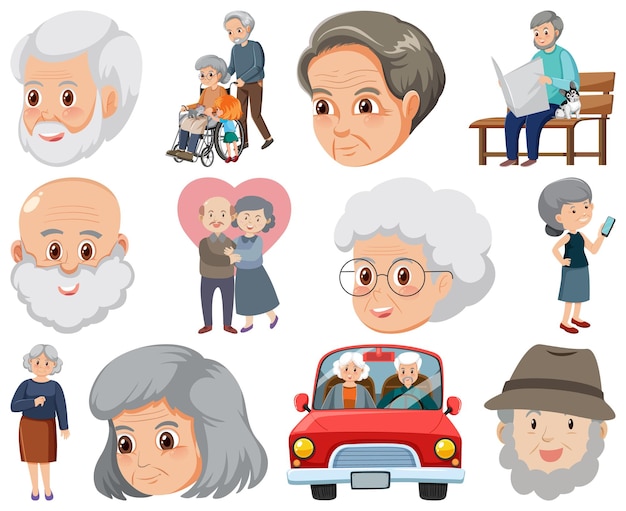 Collection of elderly people icons