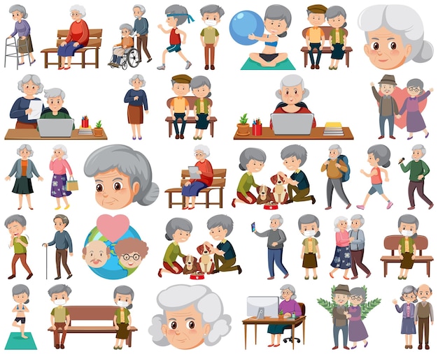 Collection of elderly people icons