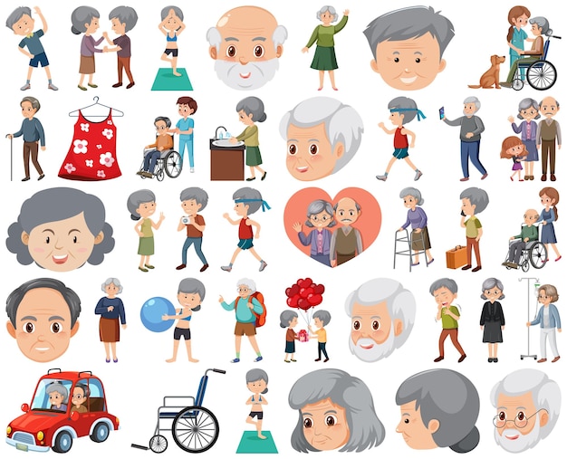 Collection of elderly people icons