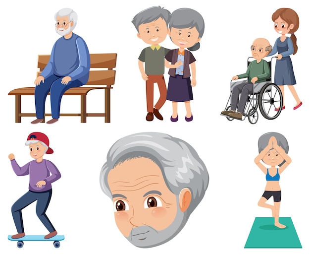 Collection of elderly people icons