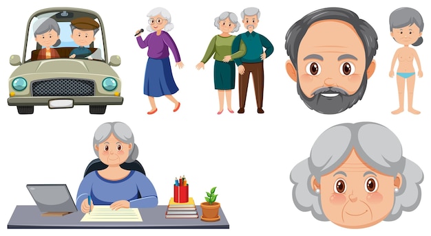 Collection of elderly people icons