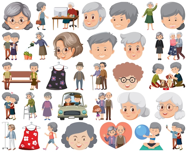 Collection of elderly people icons