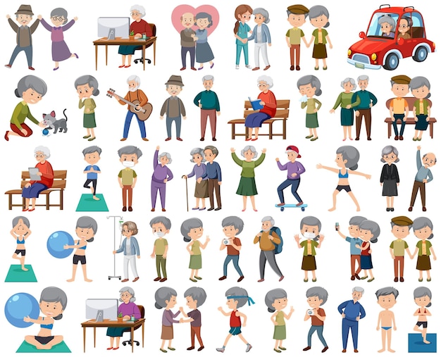 Vector collection of elderly people icons