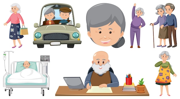 Collection of elderly people icons