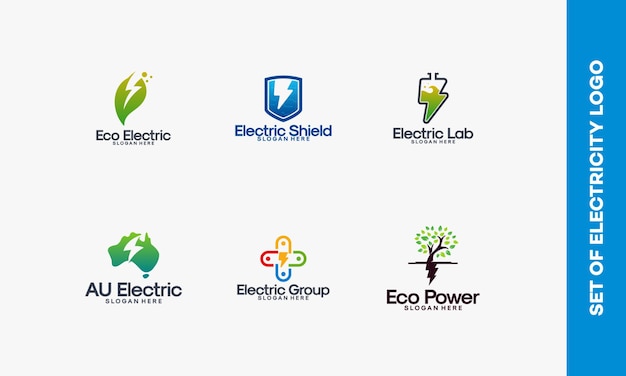 Collection of Electricity logo designs concept, Thunder logo designs template