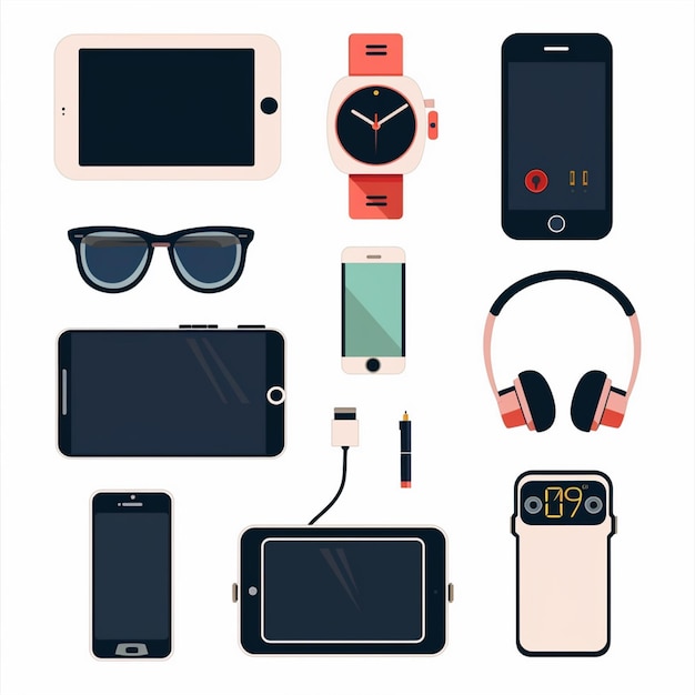 Vector a collection of electronic devices including a watch watch and watch