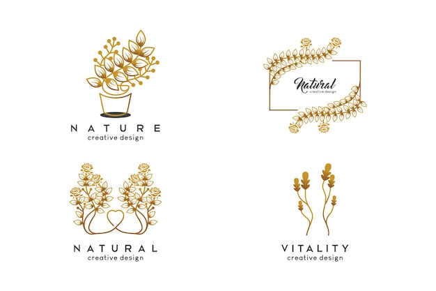 Collection of elegant feminine logo designs for beauty business