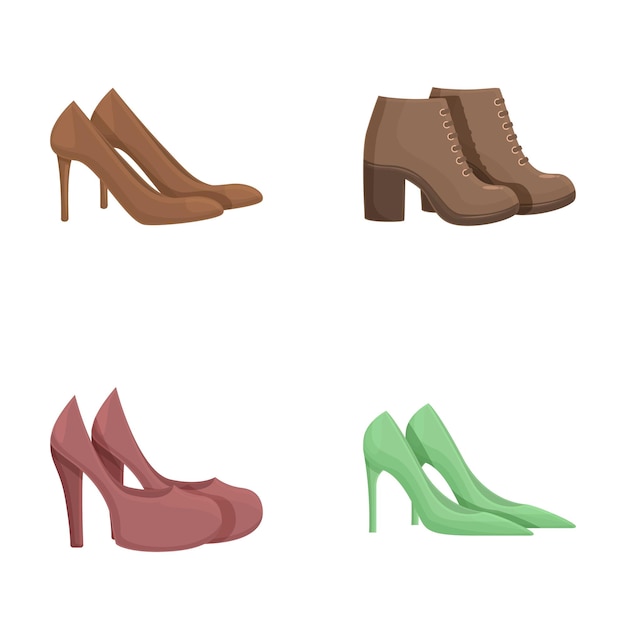 Vector collection of elegant womens shoes illustration