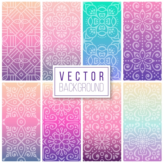 Collection Ethnic floral seamless pattern with mandalas