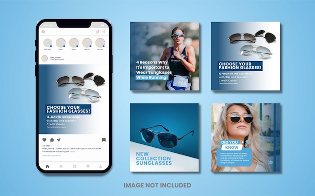 collection for eye glasses sun glasses company business Instagram Feed Post Template