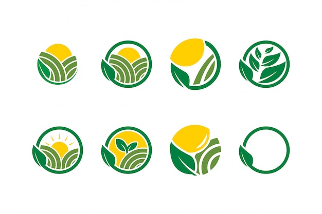 Collection of farm agriculture logo icon template