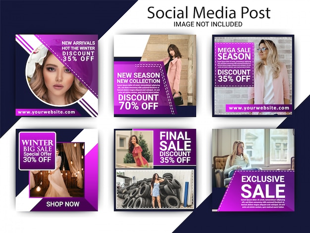 Collection of fashion banner template set