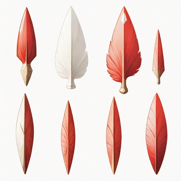 Vector a collection of feathers with a white background and a red and orange color