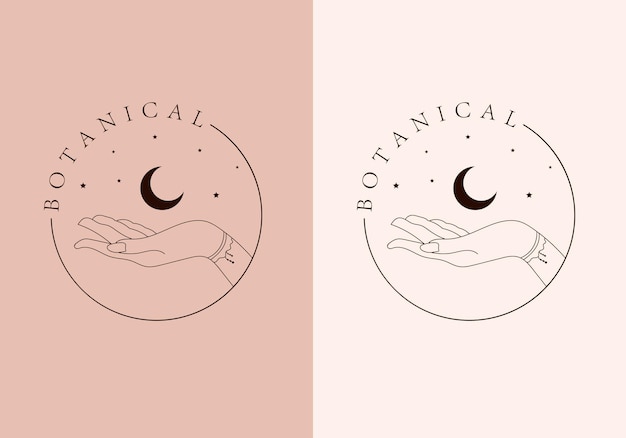 Collection of feminine minimal floral botanical hand-drawn logo