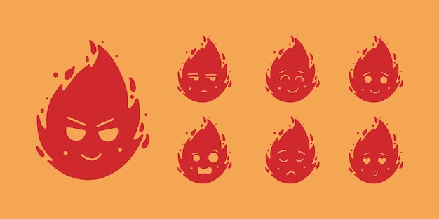 Collection of fire cartoon character design