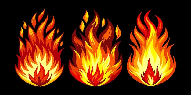 Collection of flame vector illustrations