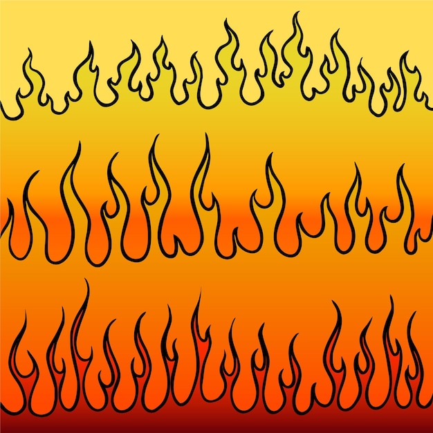 Collection of flames vector illustration