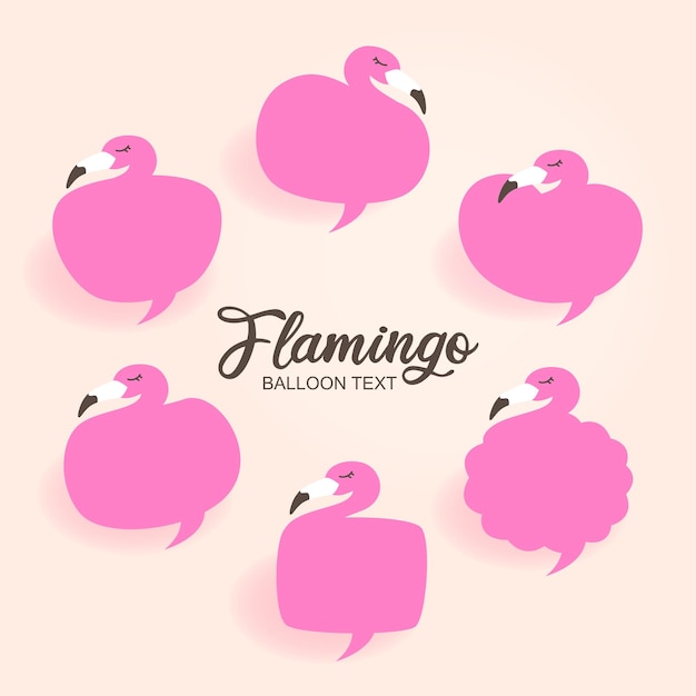 collection of flamingo speech bubbles vector