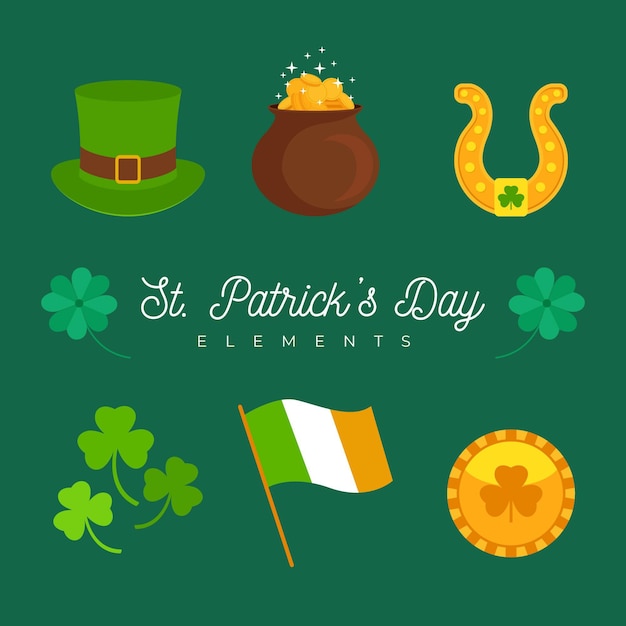 Collection of flat design st. patrick's day elements