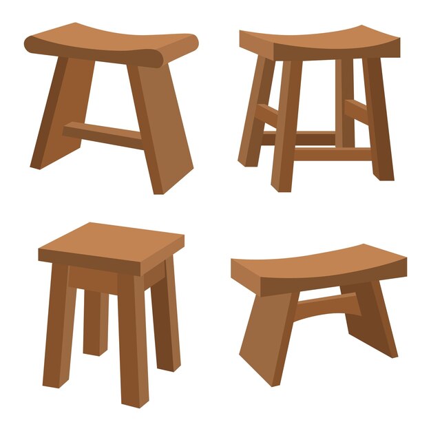 Vector collection of flat design wooden chairs