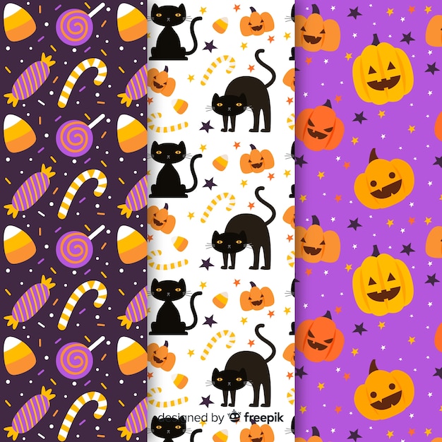 Collection of flat halloween pattern