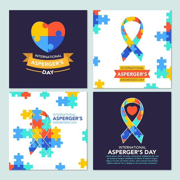 Vector a collection of flat illustrations from international asperger's day