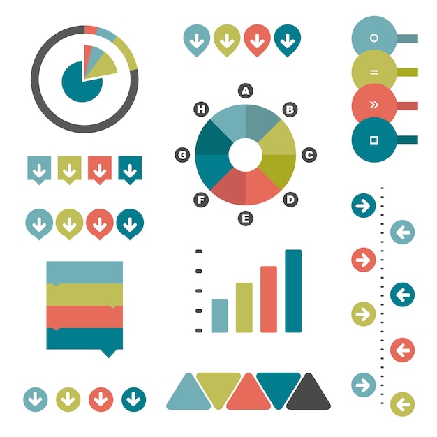 Collection of flat infographics elements.