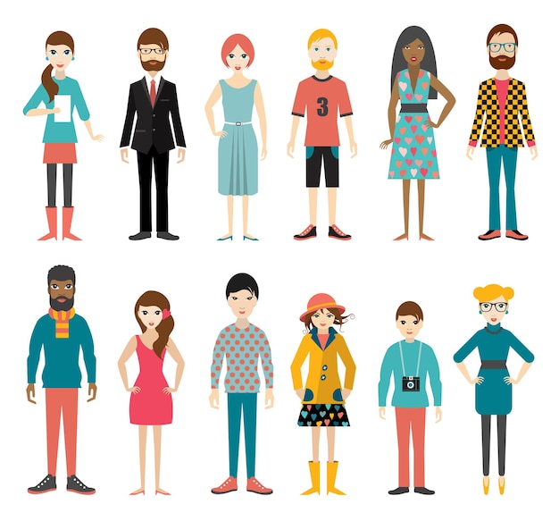 Collection of flat people figures Vector